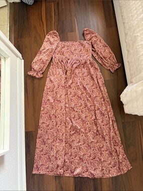 Pink Lily Paisley Maxi Dress in Dusty Rose and Burgundy